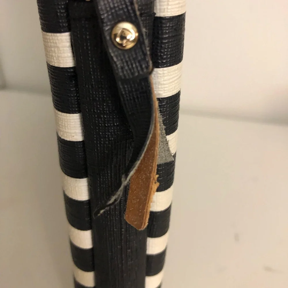 Kate Spade Black and White Striped Laptop Case
